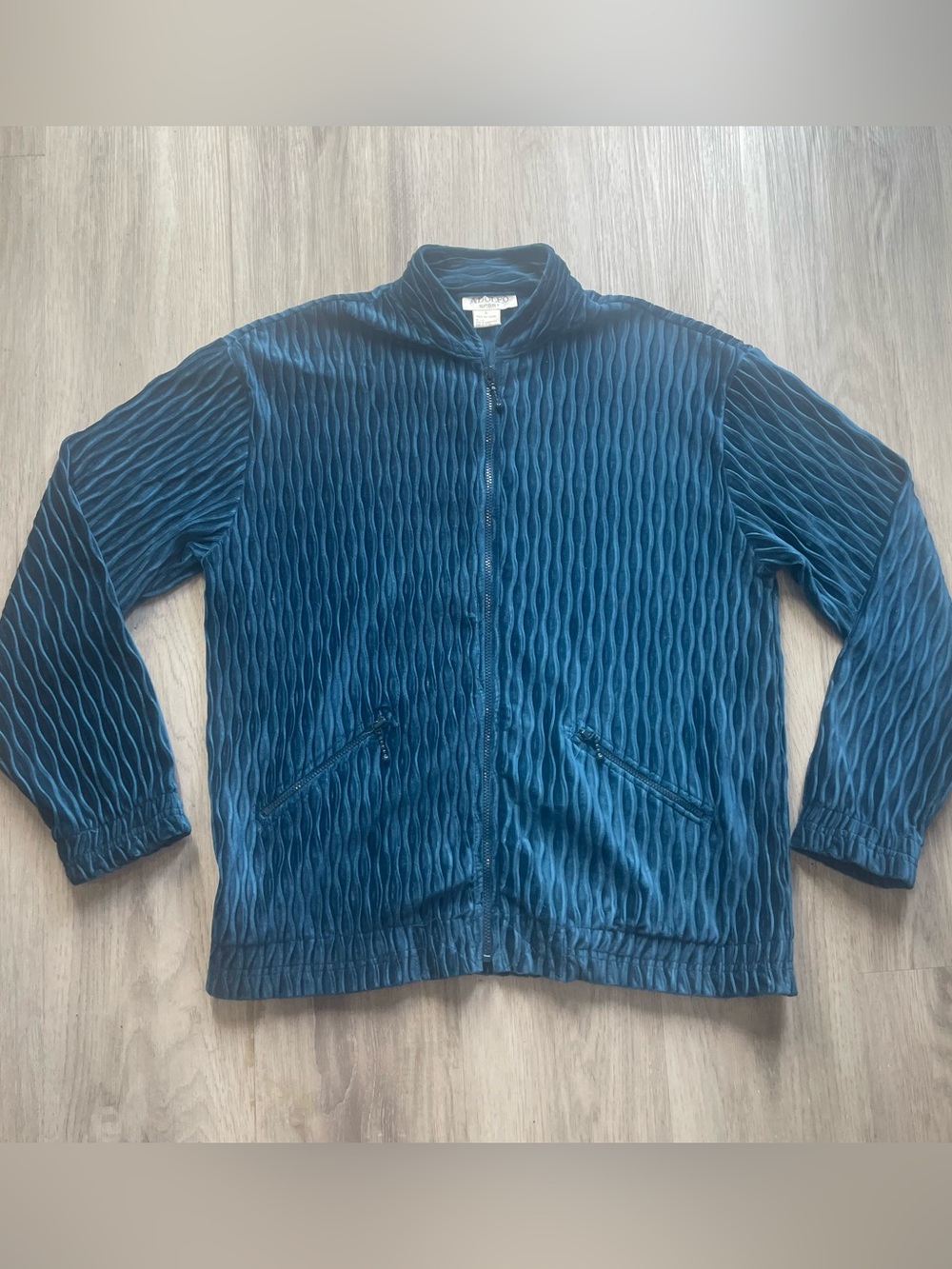 Vintage 80’s Teal Textured Zip-Front Jacket